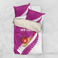 New Zealand Cricket Bedding Set Kiwi Birds Haka Dance Pink Fern Sporty Style