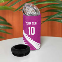 Custom New Zealand Cricket 4 in 1 Can Cooler Tumbler Kiwi Birds Haka Dance Pink Fern Sporty Style