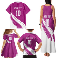 Custom New Zealand Cricket Family Matching Tank Maxi Dress and Hawaiian Shirt Kiwi Birds Haka Dance Pink Fern Sporty Style LT03 - Polynesian Pride
