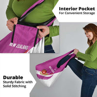 New Zealand Cricket Grocery Bag Kiwi Birds Haka Dance Pink Fern Sporty Style