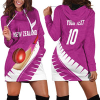 Custom New Zealand Cricket Hoodie Dress Kiwi Birds Haka Dance Pink Fern Sporty Style