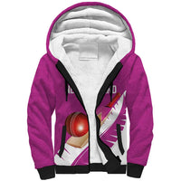 Custom New Zealand Cricket Sherpa Hoodie Kiwi Birds Haka Dance Pink Fern Sporty Style