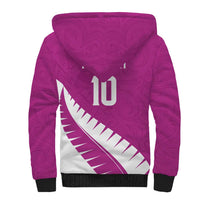 Custom New Zealand Cricket Sherpa Hoodie Kiwi Birds Haka Dance Pink Fern Sporty Style