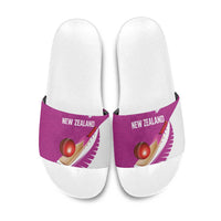 New Zealand Cricket Slide Sandals Kiwi Birds Haka Dance Pink Fern Sporty Style