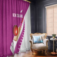 New Zealand Cricket Window Curtain Kiwi Birds Haka Dance Pink Fern Sporty Style