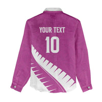 Custom New Zealand Cricket Women Casual Shirt Kiwi Birds Haka Dance Pink Fern Sporty Style
