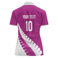 Custom New Zealand Cricket Women Polo Shirt Kiwi Birds Haka Dance Pink Fern Sporty Style LT03 - Polynesian Pride