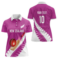 Custom New Zealand Cricket Women Polo Shirt Kiwi Birds Haka Dance Pink Fern Sporty Style LT03 - Polynesian Pride