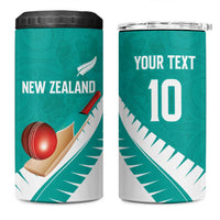 Custom New Zealand Cricket 4 in 1 Can Cooler Tumbler Kiwi Birds Haka Dance Turquoise Fern Sporty Style