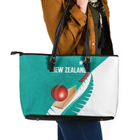 New Zealand Cricket Leather Tote Bag Kiwi Birds Haka Dance Turquoise Fern Sporty Style