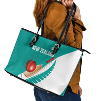 New Zealand Cricket Leather Tote Bag Kiwi Birds Haka Dance Turquoise Fern Sporty Style