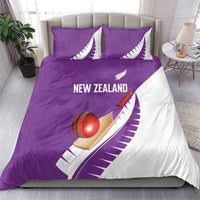 New Zealand Cricket Bedding Set Kiwi Birds Haka Dance Purple Fern Sporty Style