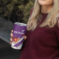 Custom New Zealand Cricket Tumbler Cup Kiwi Birds Haka Dance Purple Fern Sporty Style