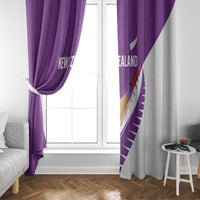New Zealand Cricket Window Curtain Kiwi Birds Haka Dance Purple Fern Sporty Style
