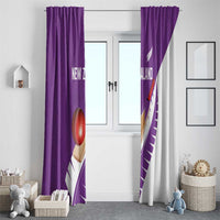 New Zealand Cricket Window Curtain Kiwi Birds Haka Dance Purple Fern Sporty Style