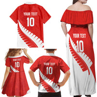Custom New Zealand Cricket Family Matching Off Shoulder Maxi Dress and Hawaiian Shirt Kiwi Birds Haka Dance Red Fern Sporty Style LT03 - Polynesian Pride