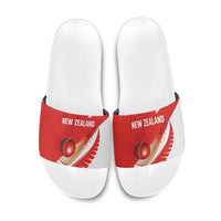 New Zealand Cricket Slide Sandals Kiwi Birds Haka Dance Red Fern Sporty Style