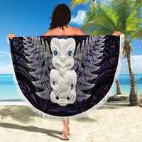New Zealand Hei Tiki Beach Blanket Maori Purple Papua Shell Pattern LT03 - Polynesian Pride