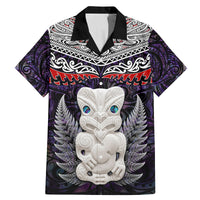 New Zealand Hei Tiki Family Matching Mermaid Dress and Hawaiian Shirt Maori Purple Papua Shell Pattern LT03 Dad's Shirt - Short Sleeve Purple - Polynesian Pride