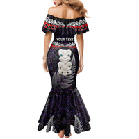 New Zealand Hei Tiki Family Matching Mermaid Dress and Hawaiian Shirt Maori Purple Papua Shell Pattern LT03 - Polynesian Pride