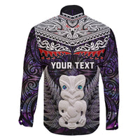 New Zealand Hei Tiki Family Matching Short Sleeve Bodycon Dress and Hawaiian Shirt Maori Purple Papua Shell Pattern LT03 - Polynesian Pride