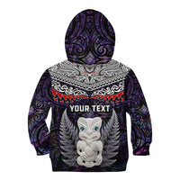 New Zealand Hei Tiki Kid Hoodie Maori Purple Papua Shell Pattern LT03 - Polynesian Pride