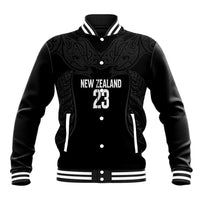 New Zealand Basketball Ta Moko Tribal Custom Baseball Jacket LT03 Unisex Black - Polynesian Pride