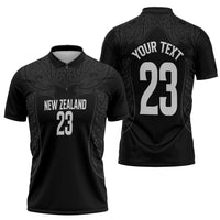 New Zealand Basketball Ta Moko Tribal Custom Zipper Polo Shirt