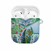 Aotearoa New Zealand Natural Plants AirPods Case Pohutukawa with Silver Ferns Koru Frond Maori Tattoos