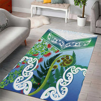 Aotearoa New Zealand Natural Plants Area Rug Pohutukawa with Silver Ferns Koru Frond Maori Tattoos