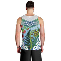 Aotearoa New Zealand Natural Plants Men Tank Top Pohutukawa with Silver Ferns Koru Frond Maori Tattoos