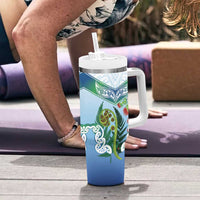 Aotearoa New Zealand Natural Plants Tumbler With Handle Pohutukawa with Silver Ferns Koru Frond Maori Tattoos
