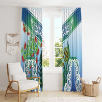 Aotearoa New Zealand Natural Plants Window Curtain Pohutukawa with Silver Ferns Koru Frond Maori Tattoos