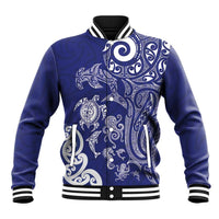New Zealand Sea Animals with Maori Tribal Tattoo Baseball Jacket Blue Color