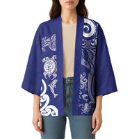 New Zealand Sea Animals with Maori Tribal Tattoo Kimono Blue Color LT03 - Polynesian Pride