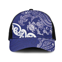 New Zealand Sea Animals with Maori Tribal Tattoo Mesh Trucker Cap Blue Color