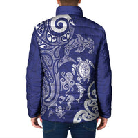 New Zealand Sea Animals with Maori Tribal Tattoo Padded Jacket Blue Color