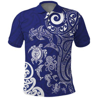New Zealand Sea Animals with Maori Tribal Tattoo Polo Shirt Blue Color