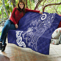 New Zealand Sea Animals with Maori Tribal Tattoo Quilt Blue Color LT03 - Polynesian Pride
