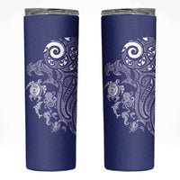 New Zealand Sea Animals with Maori Tribal Tattoo Skinny Tumbler Blue Color