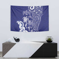New Zealand Sea Animals with Maori Tribal Tattoo Tapestry Blue Color LT03 - Polynesian Pride