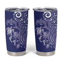 New Zealand Sea Animals with Maori Tribal Tattoo Tumbler Cup Blue Color