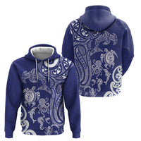New Zealand Sea Animals with Maori Tribal Tattoo Zip Hoodie Blue Color