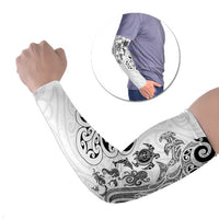 New Zealand Sea Animals with Maori Tribal Tattoo Arm Sleeves White Color LT03 Set of 2 White - Polynesian Pride