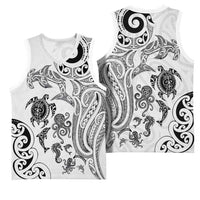 New Zealand Sea Animals with Maori Tribal Tattoo Basketball Jersey White Color
