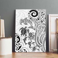New Zealand Sea Animals with Maori Tribal Tattoo Canvas Wall Art White Color LT03 - Polynesian Pride