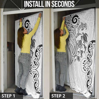 New Zealand Sea Animals with Maori Tribal Tattoo Door Cover White Color