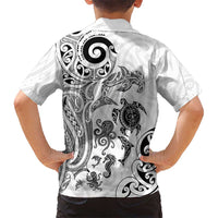New Zealand Sea Animals with Maori Tribal Tattoo Kid Hawaiian Shirt White Color LT03 - Polynesian Pride