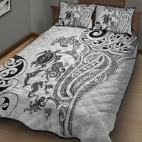 New Zealand Sea Animals with Maori Tribal Tattoo Quilt Bed Set White Color LT03 - Polynesian Pride