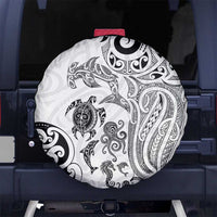 New Zealand Sea Animals with Maori Tribal Tattoo Spare Tire Cover White Color